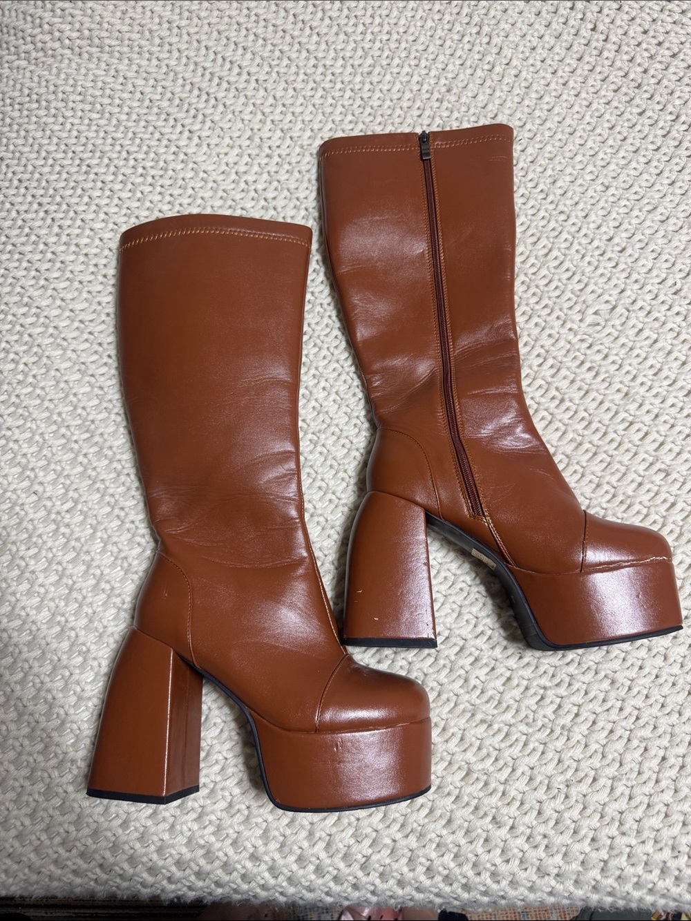 Forever 21 Tan Platform Knee-High Boots